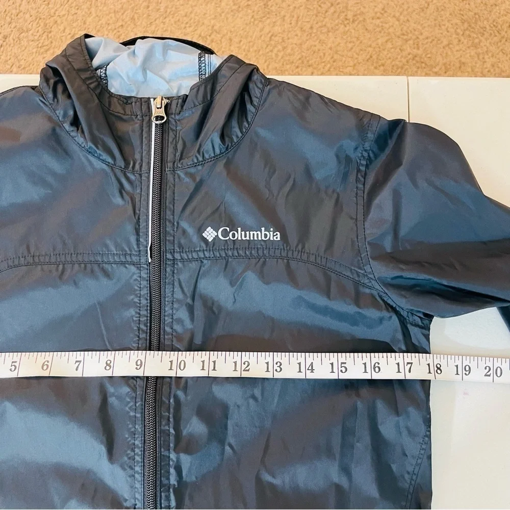 Columbia Long Sleeve Hoodie Windbreaker Size Medium Black Pockets